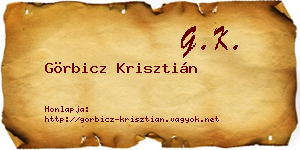 Görbicz Krisztián névjegykártya