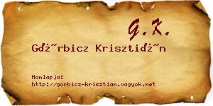 Görbicz Krisztián névjegykártya